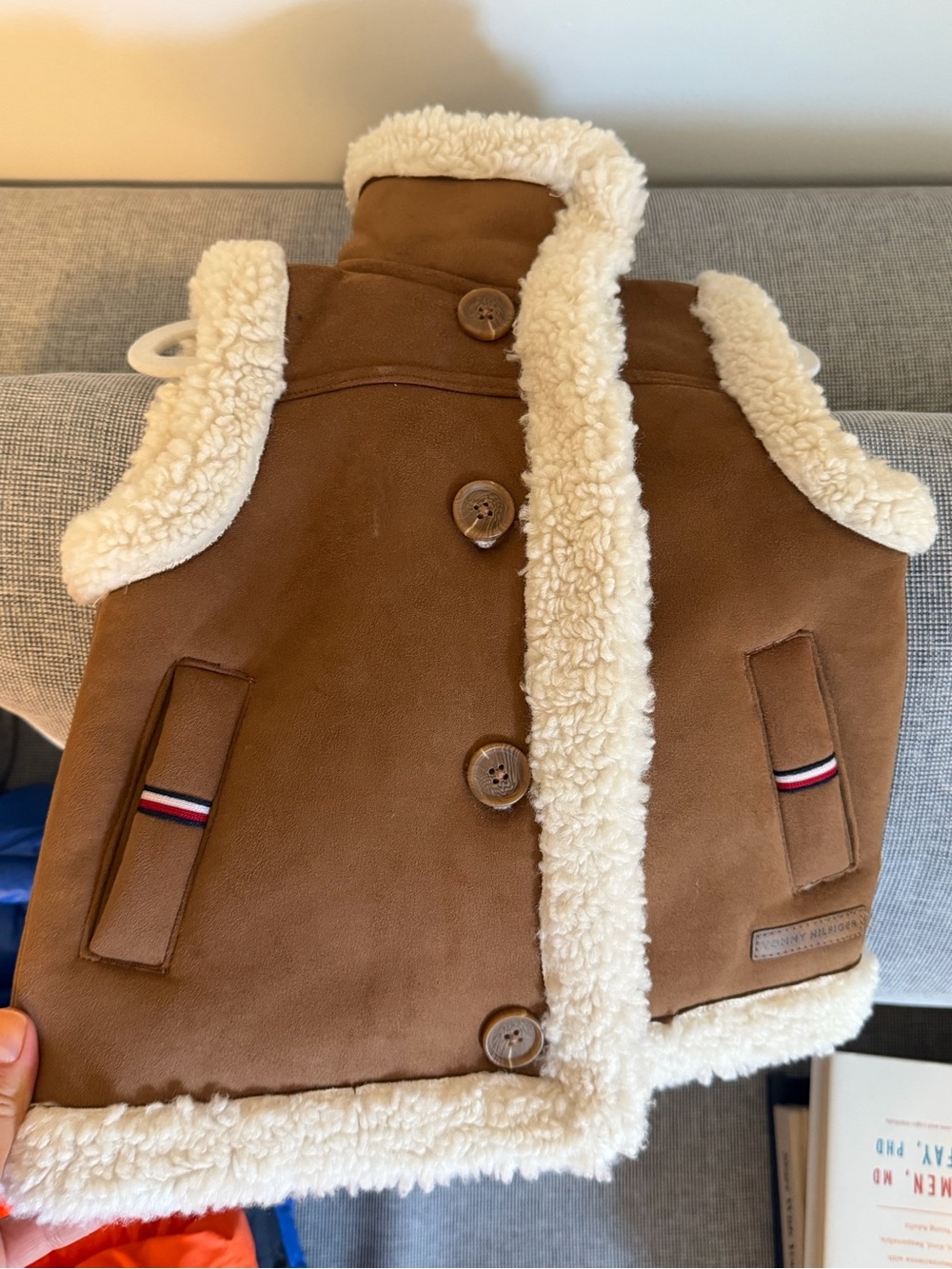 Tommy Hilfiger Brown Sherpa-Trim Kids Vest